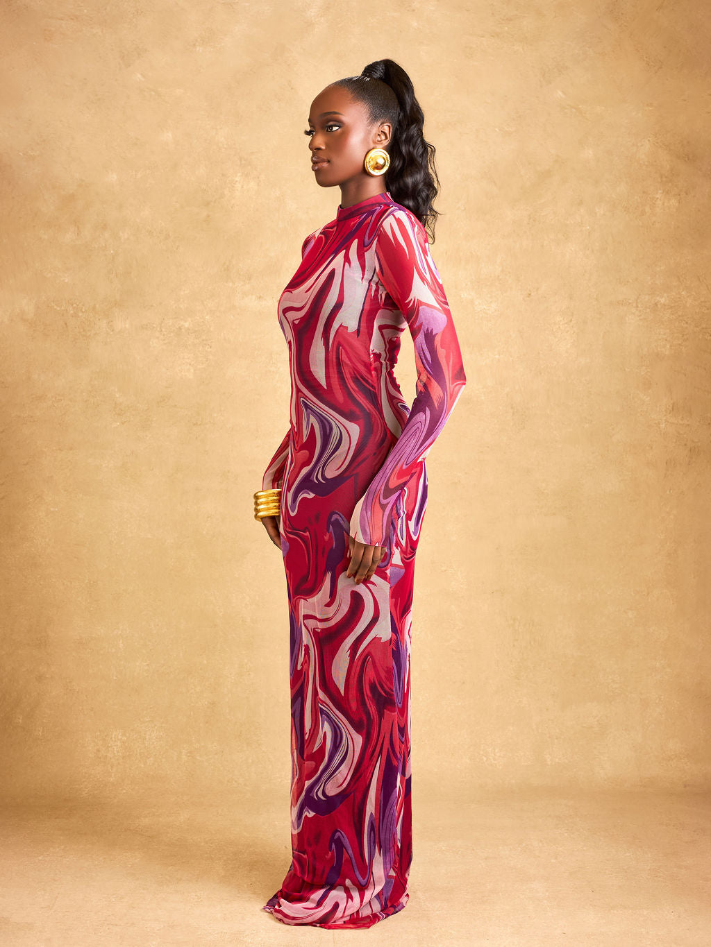 Solara Mesh Dress - Burgundy