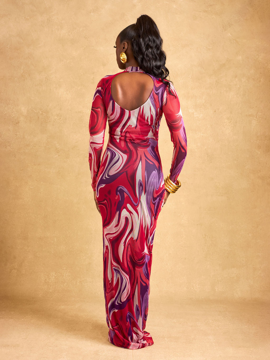 Solara Mesh Dress - Burgundy