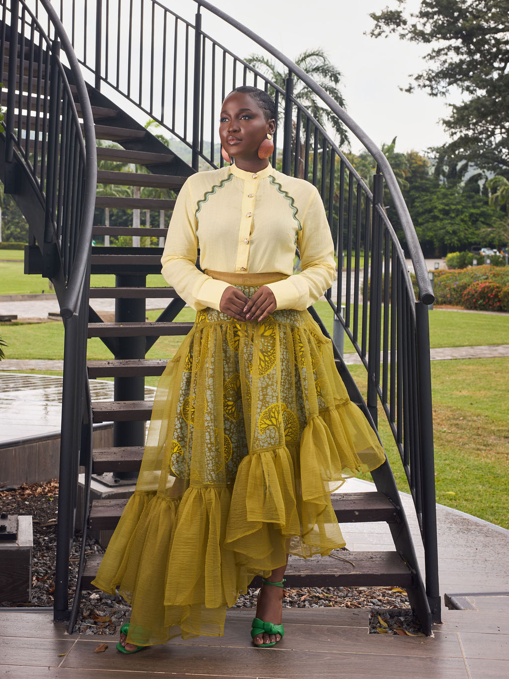 Adomaa Bubble Skirt - Olive Green