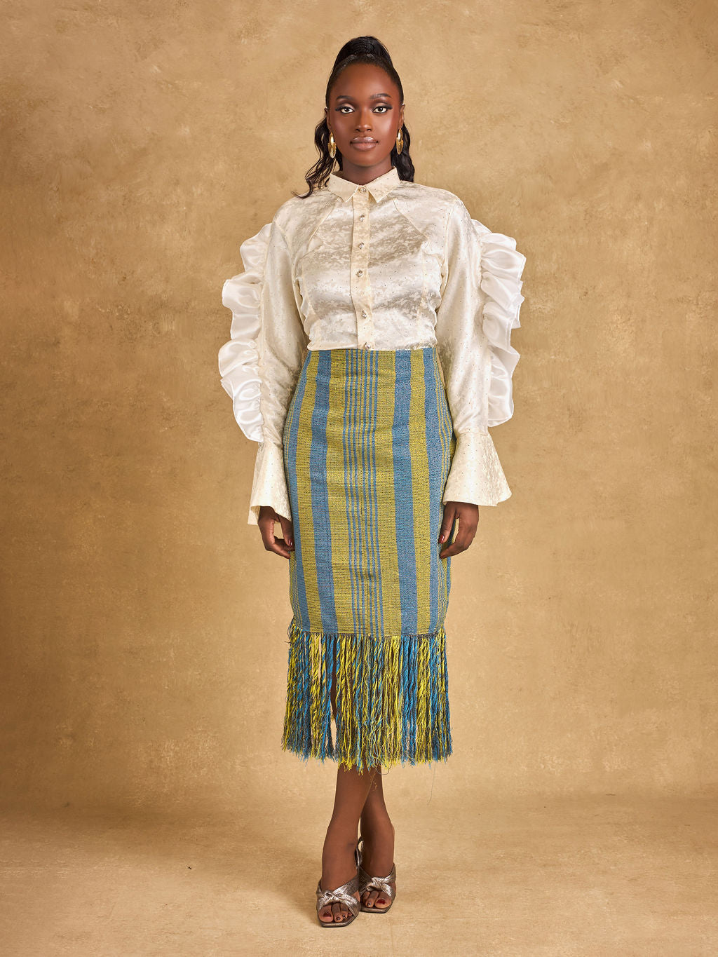 Bonsu Frayed Midi Skirt