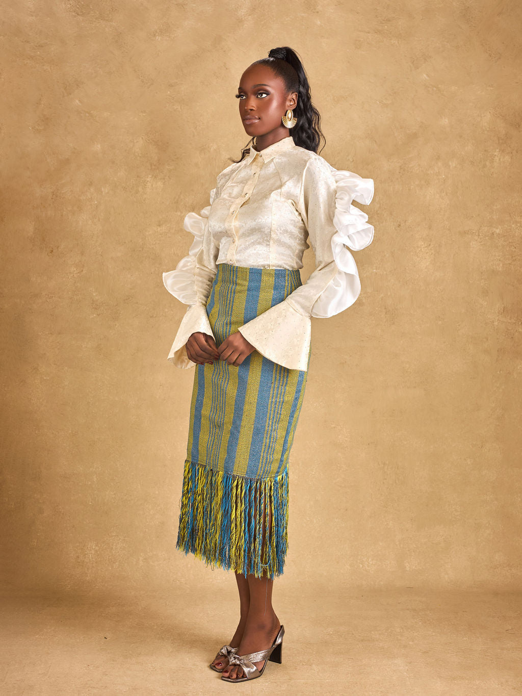 Bonsu Frayed Midi Skirt