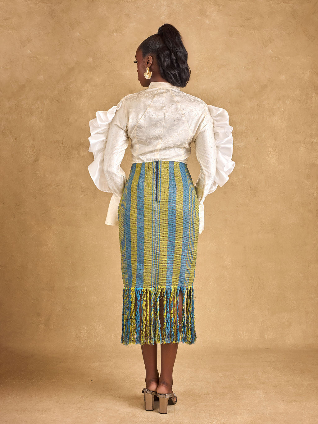 Bonsu Frayed Midi Skirt
