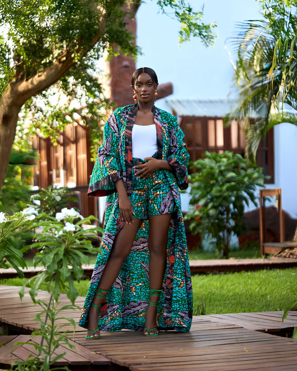 Obaa Hema kimono Set - Green