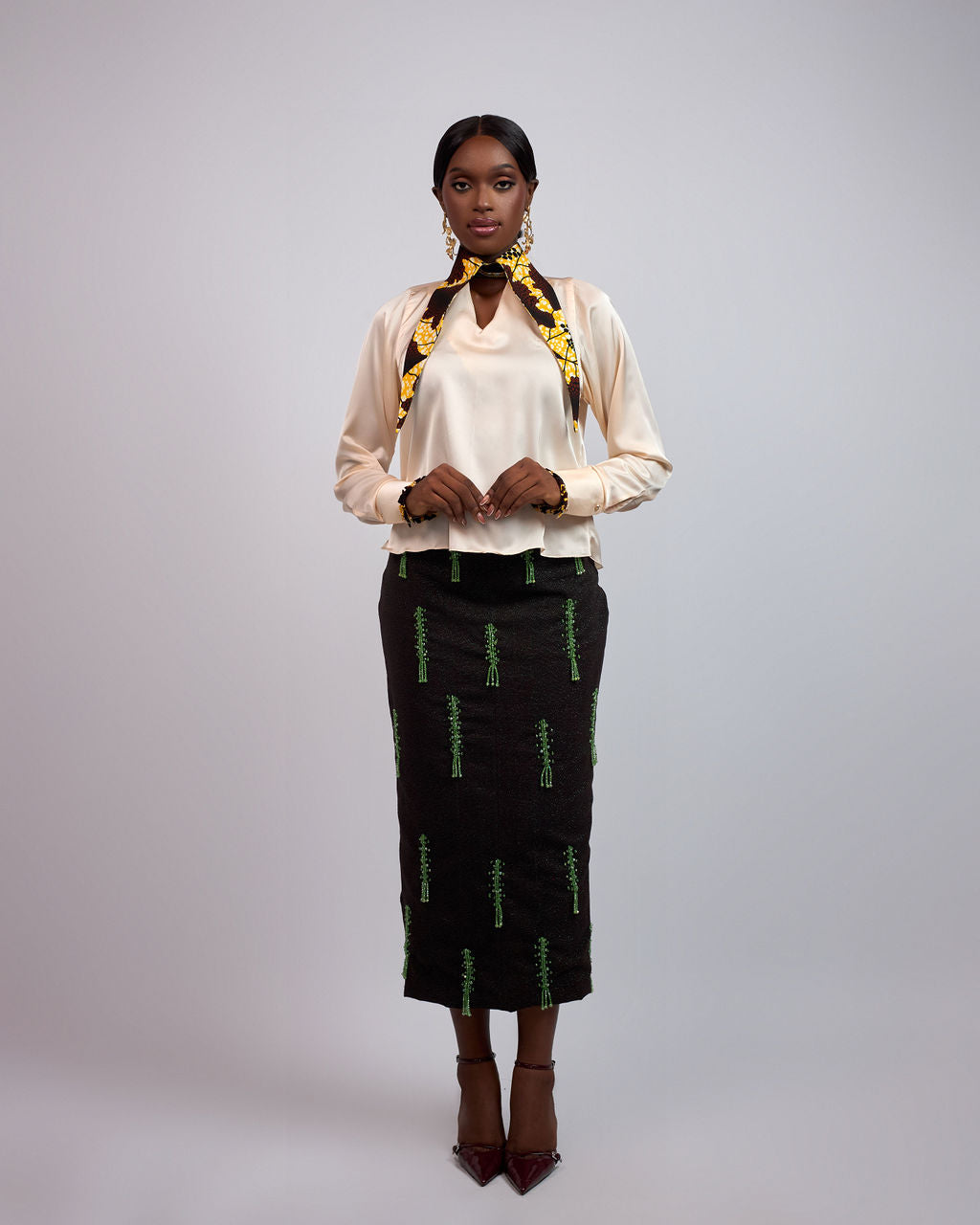 Ebony Beaded Skirt Green