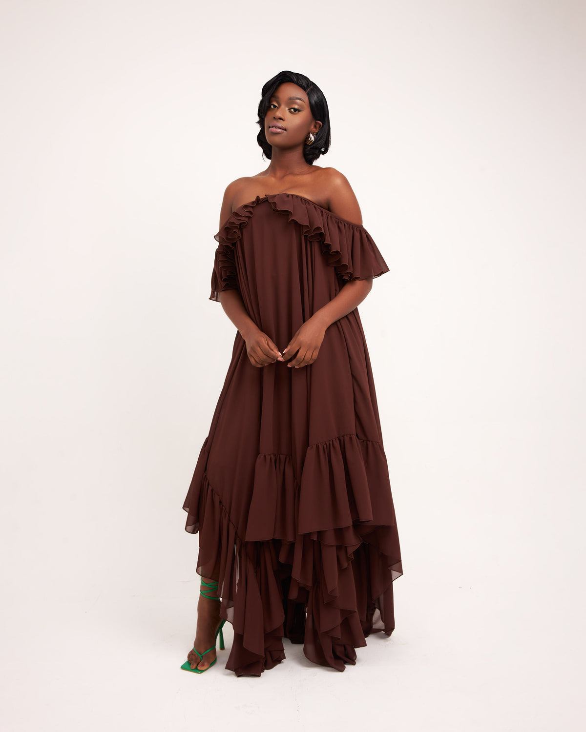 Butterfly Maxi Dress - Brown
