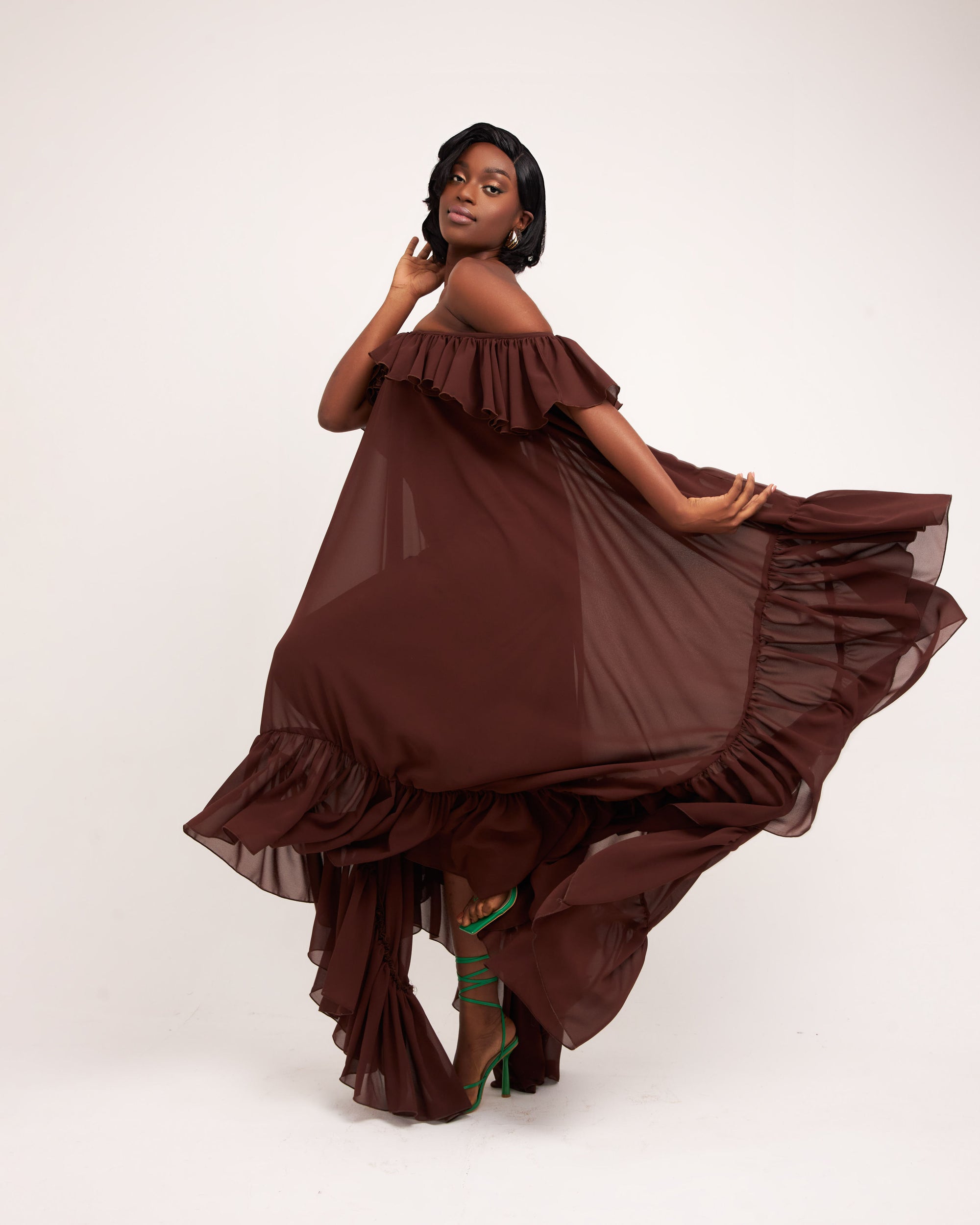 Butterfly Maxi Dress - Brown