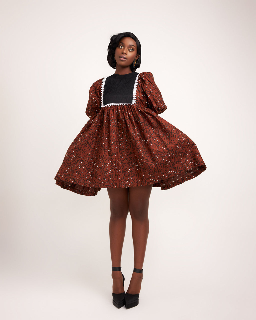 Baby Doll Dress - Brown