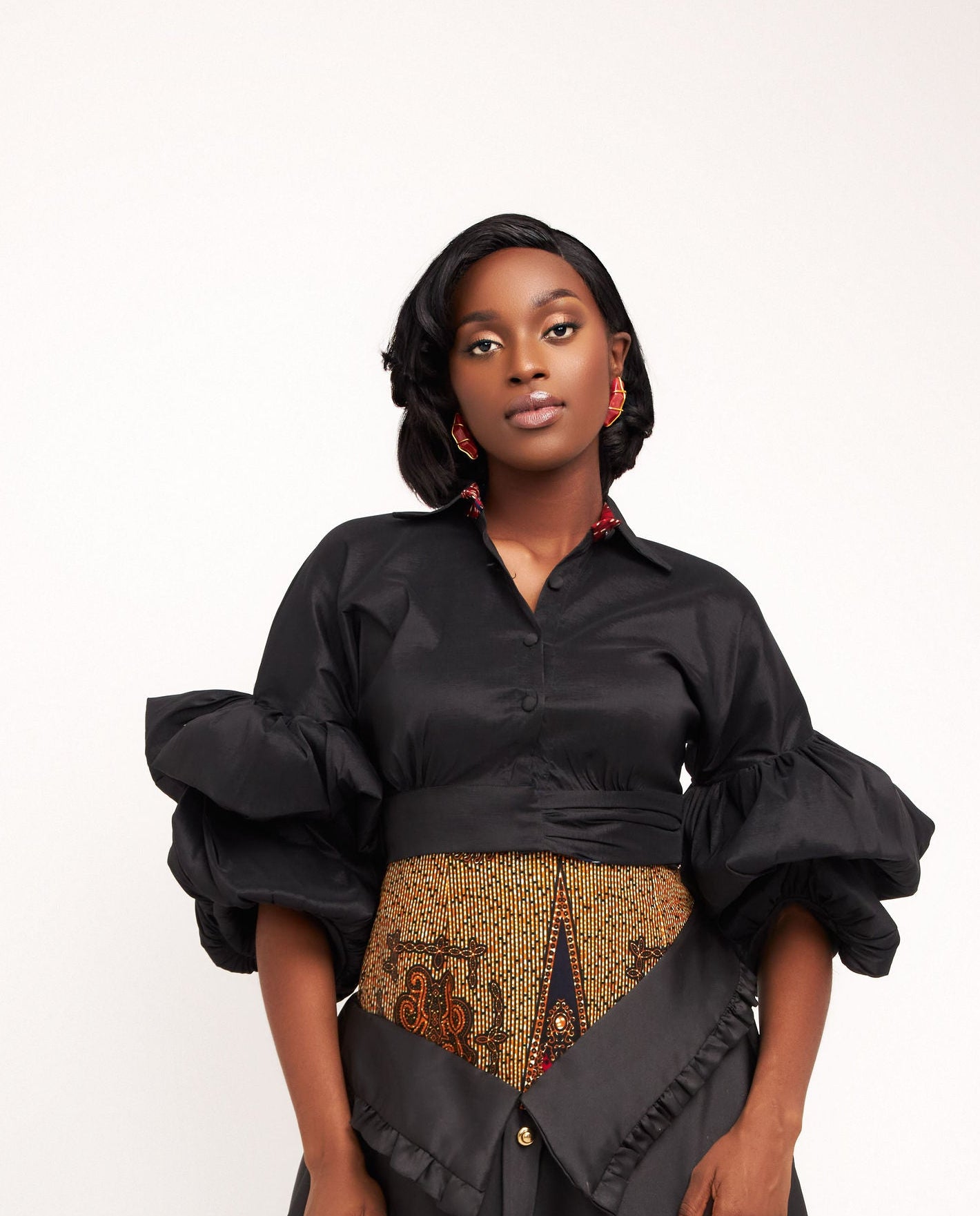 Sade Wrap Crop Blouse - Black