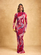 Solara Mesh Dress - Burgundy