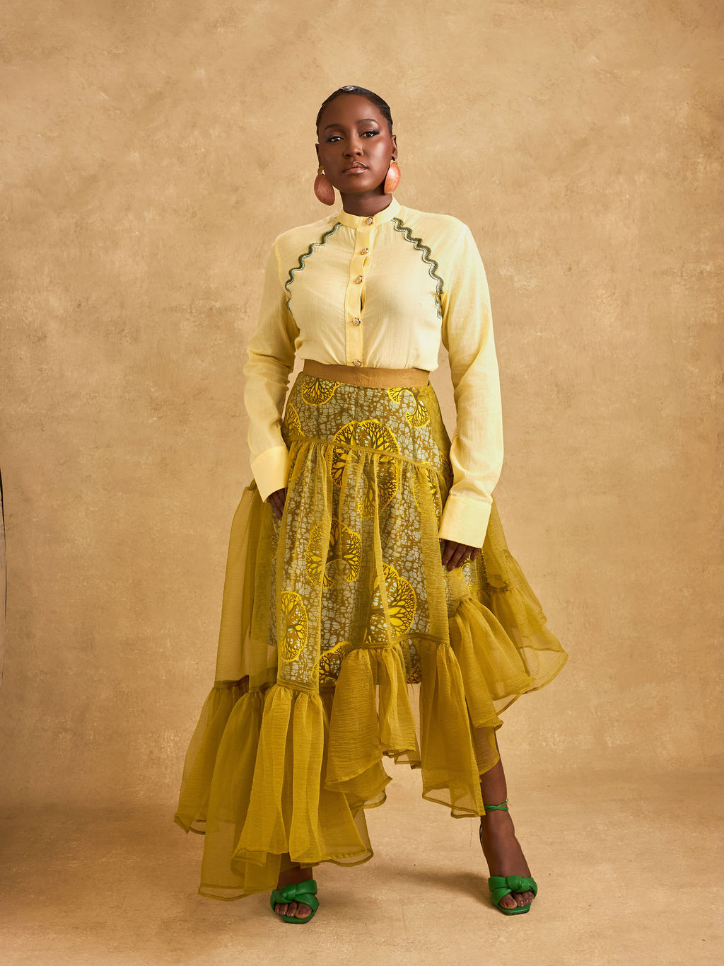 Adomaa Bubble Skirt - Olive Green