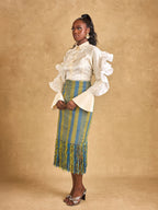 Bonsu Frayed Midi Skirt