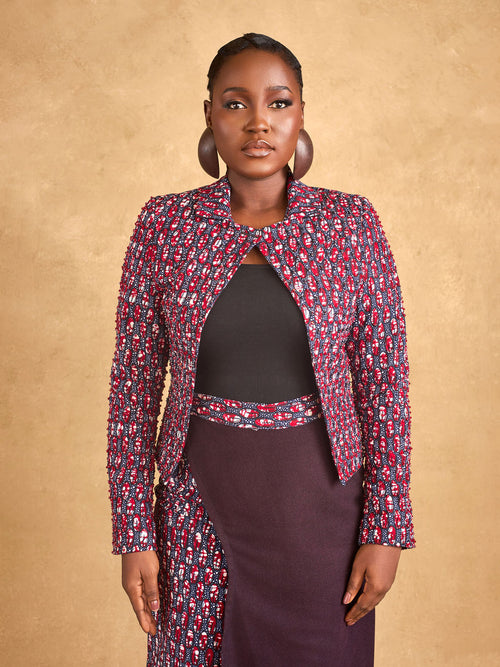 Adinkra Crop Beaded Jacket