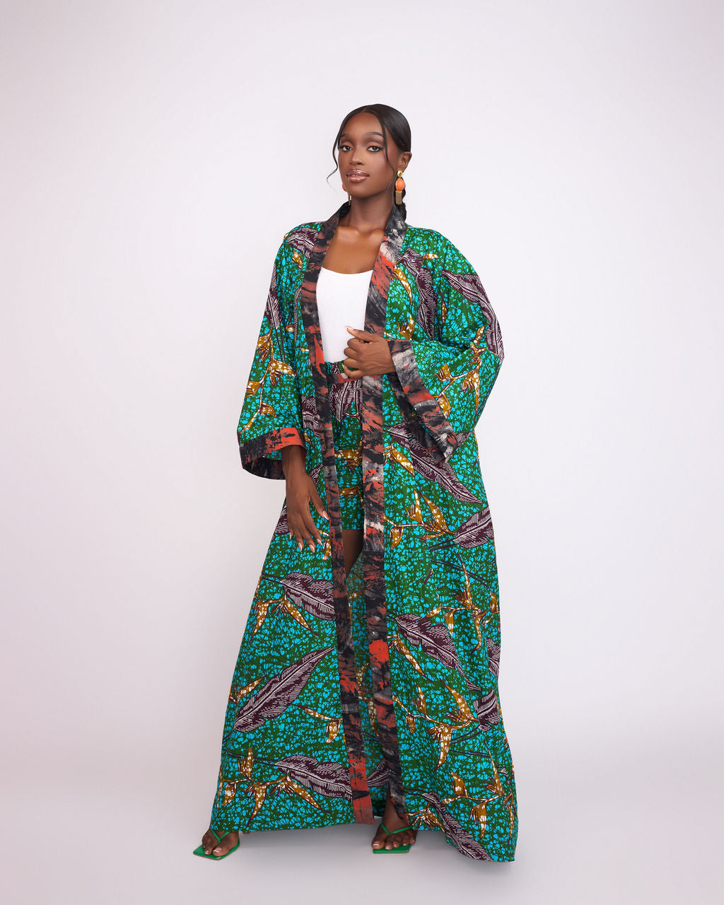 Obaa Hema kimono Set - Green