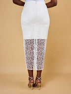 Ivory Bloom Lace Midi Skirt